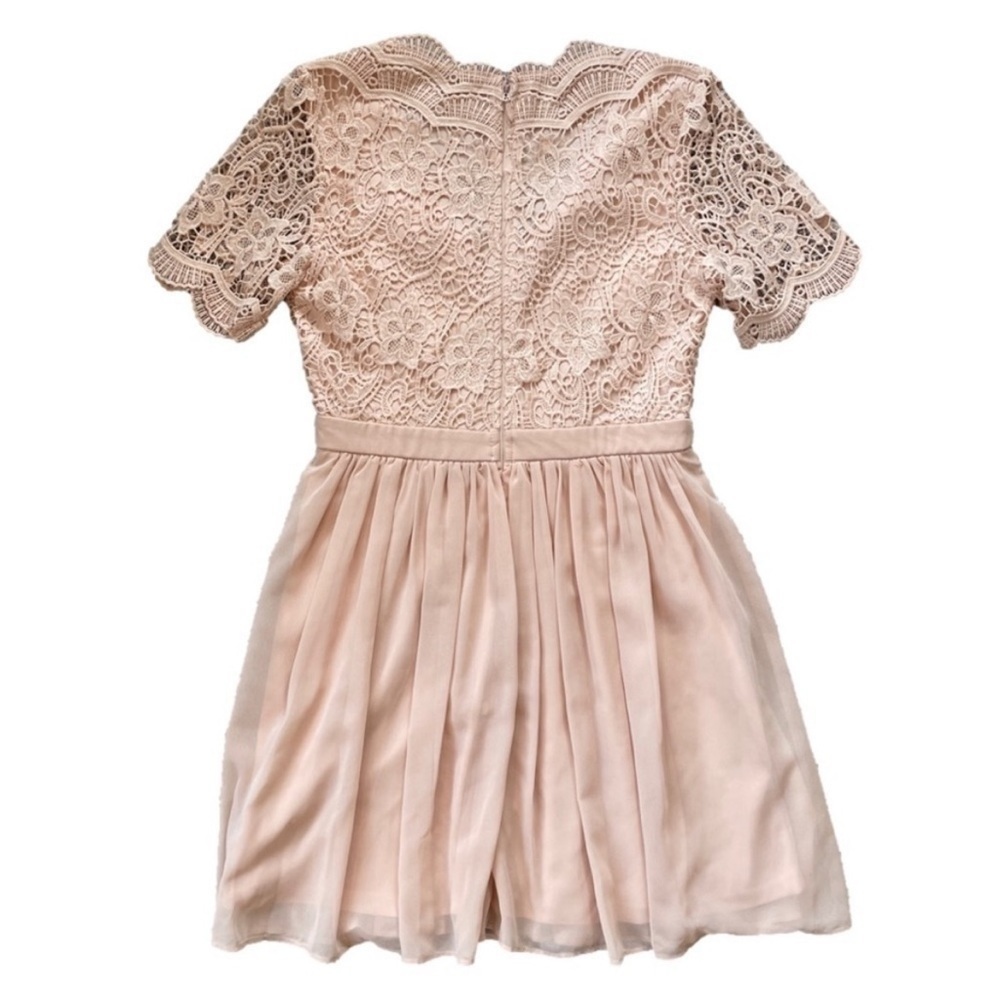 Lulus Blush Lace Skater Dress, M - Picture 5 of 14